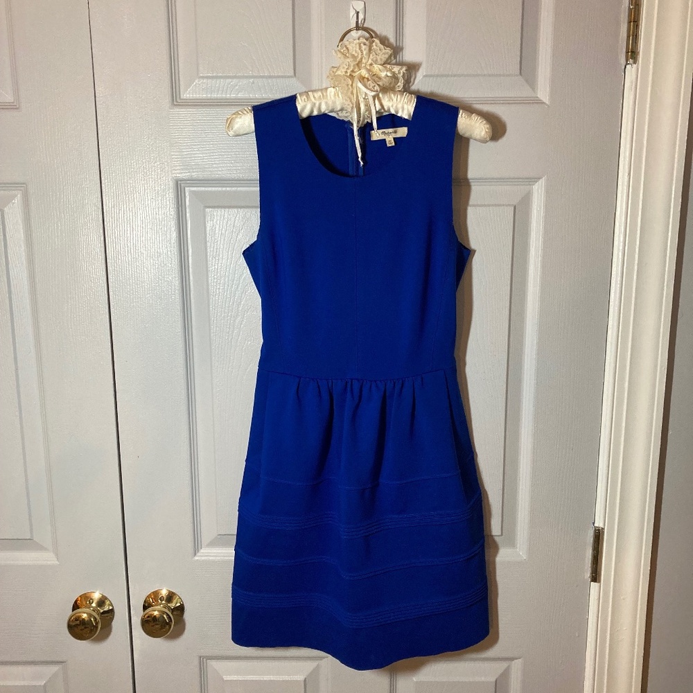 Striking Madewell Royal Blue Sleeveless Dress with Great Detailing